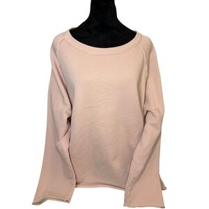 EILEEN FISHER Pink Cotton Crewneck Sweatshirt Wide Sleeves Relaxed Fit SZ M